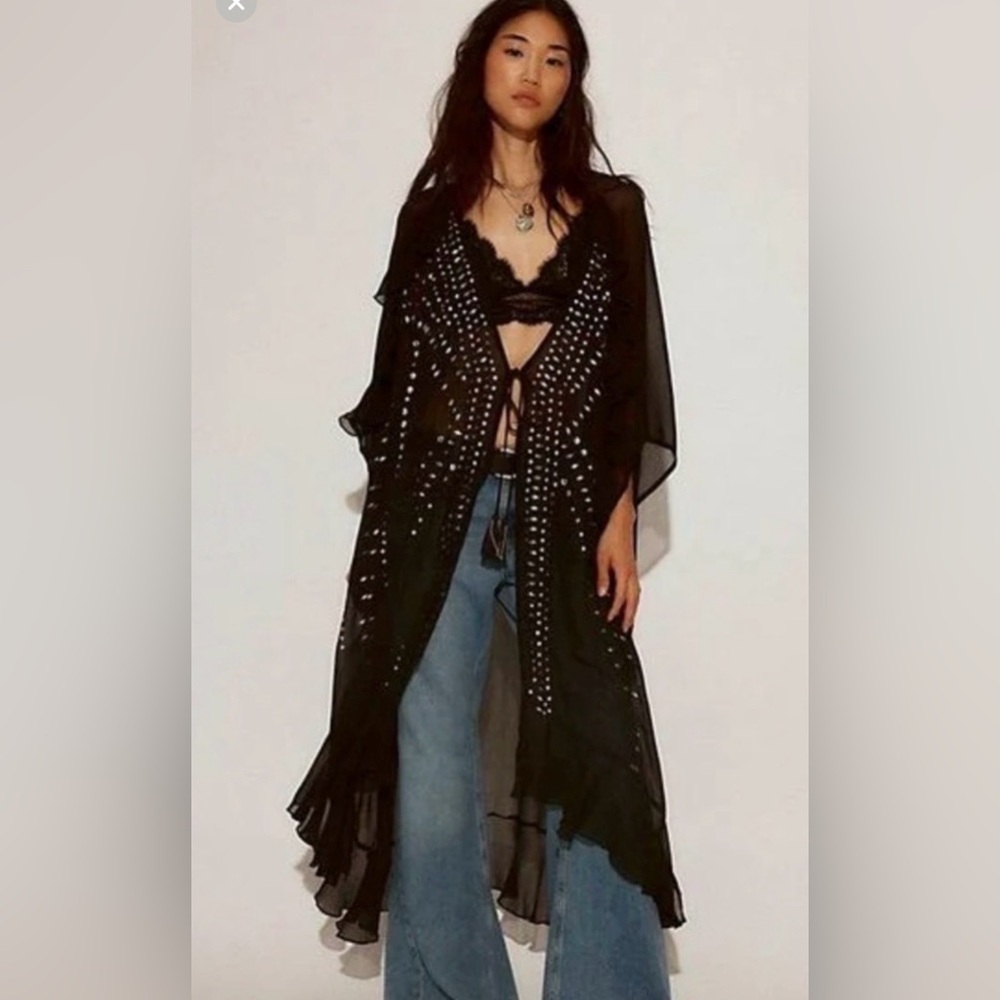 Free People studded duster black one size
